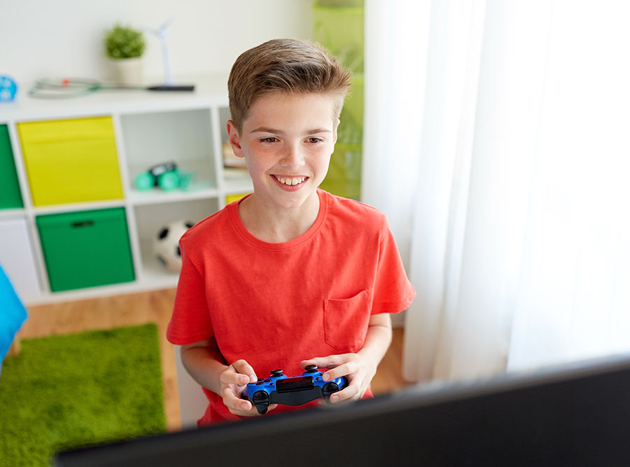 child playing video games