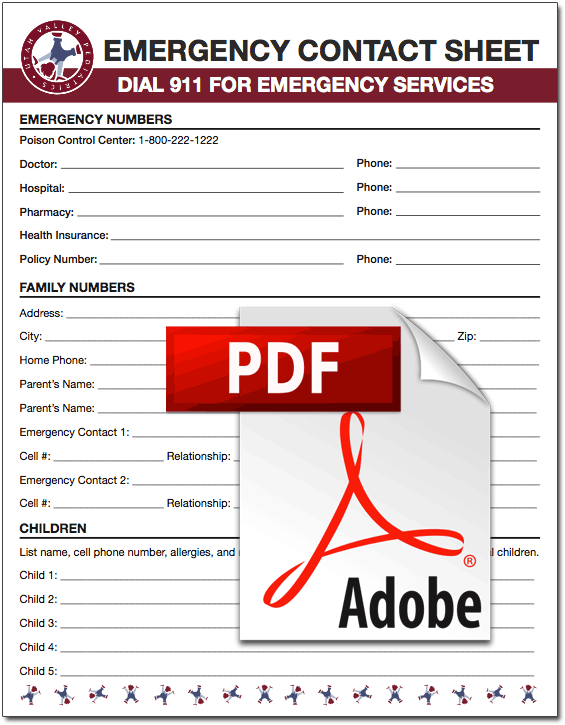 emergency contact sheet utah valley pediatrics emergency contact information sheet