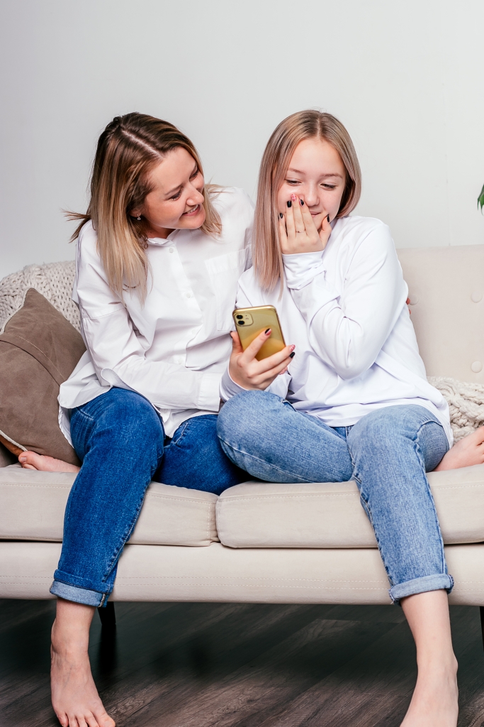 family on couch