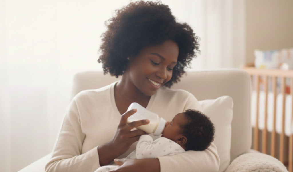 mom feeding newborn